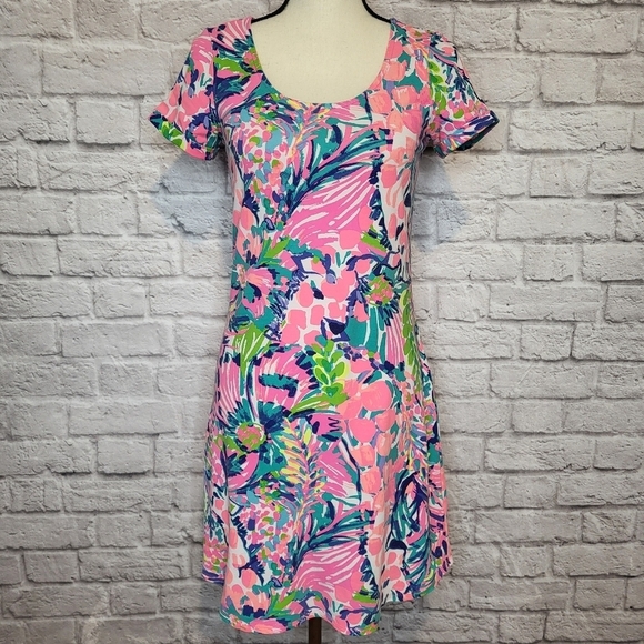 Lilly Pulitzer Tammy dress Gumbo Limbo  short sleeve scoop neck tshirt size XS - Picture 3 of 11